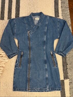 Etica Medium Blue Longline Asymmetric Denim Jacket NWOT